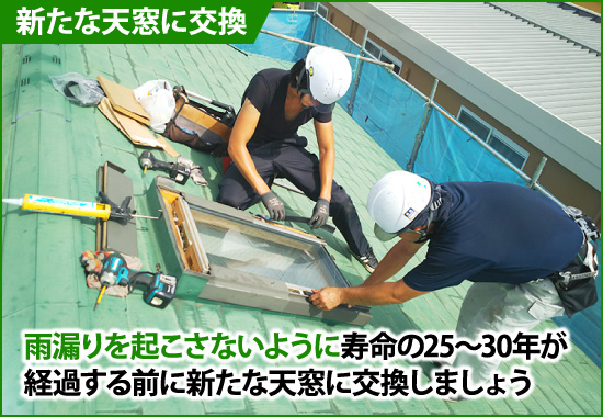 天窓の寿命の25~30年が経過する前に交換しましょう