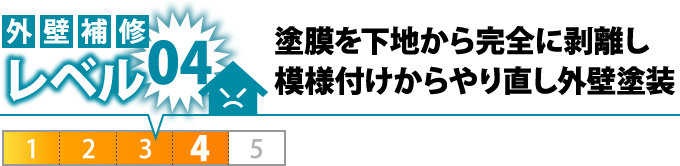 04：塗膜を下地から完全に剥離し模様付けからやり直し外壁塗装