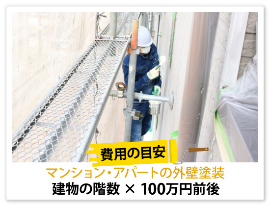 マンション・アパートの外壁塗装：建物の階数 × 100万円前後