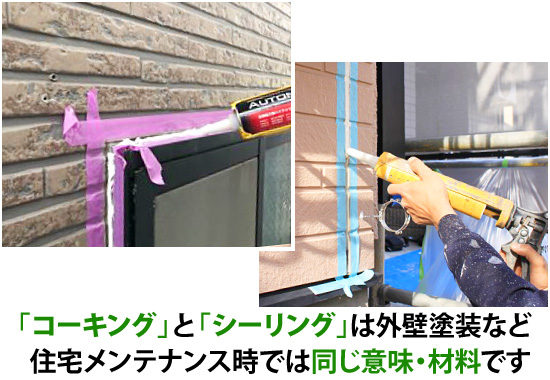 「コーキング」と「シーリング」は外壁塗装など住宅メンテナンス時では同じ意味・材料です