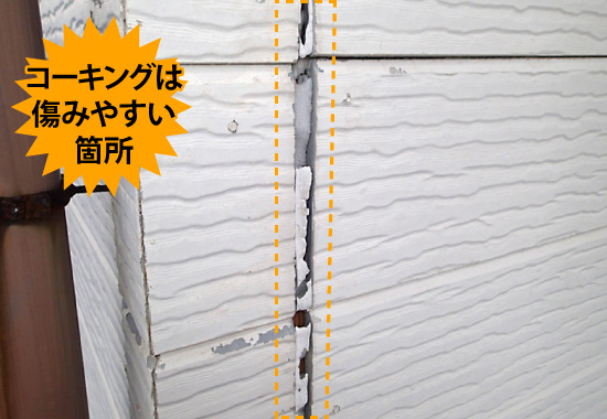 コーキングは傷みやすい箇所