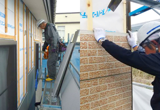 張替え、重ね張りをする様子