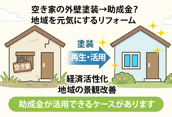 空き家の外壁塗装は経済活性化、地域の景観改善の観点から助成金が活用できるケースがあります