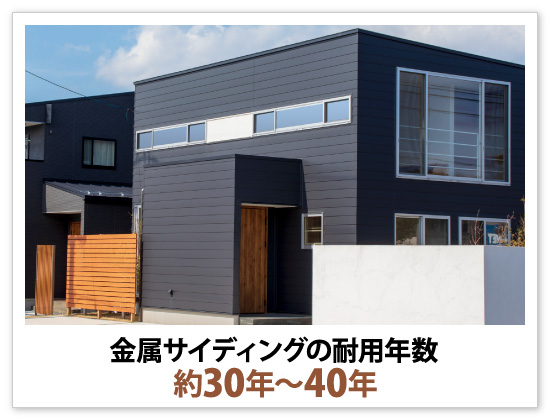 金属サイディングの耐用年数：約30年～40年