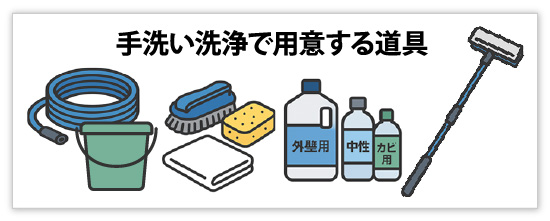 手洗い洗浄で用意する道具