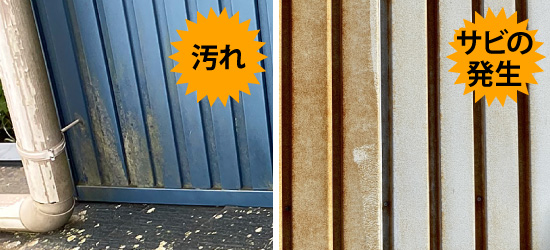 汚れ、サビの発生