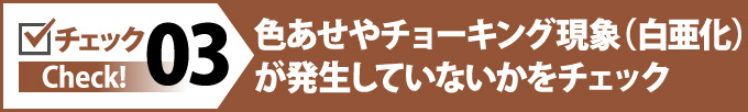 03色あせやチョーキング現象（白亜化）が発生していないかをチェック