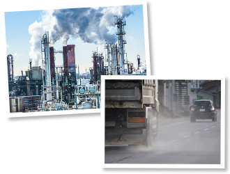 工場や排気ガスのイメージ