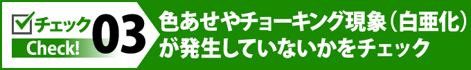 03色あせやチョーキング現象（白亜化）が発生していないかをチェック