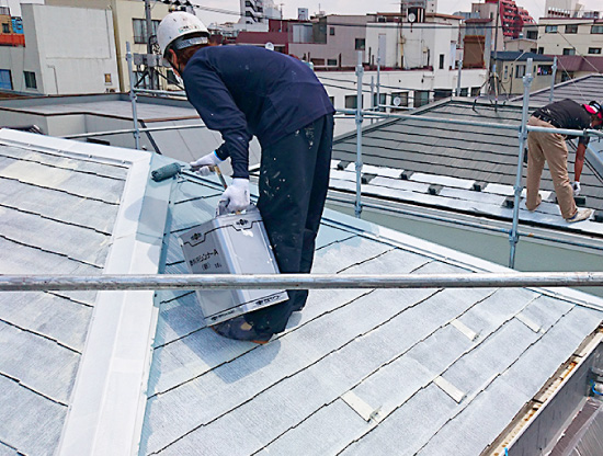 屋根塗装~中塗り~